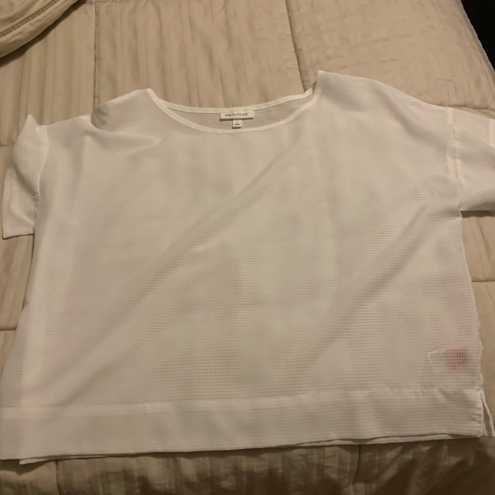 Prologue white silk jersey blouse